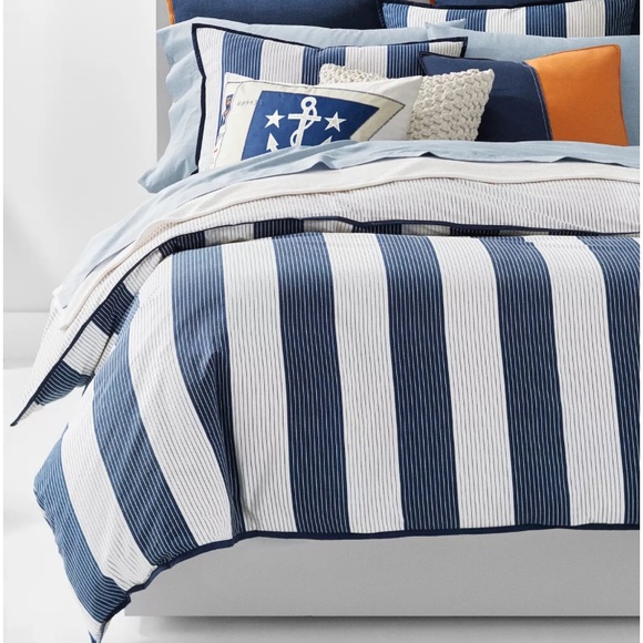 Ralph Lauren Other - Ralph Lauren blue and white stripe Casey queen / full duvet cover & pillowcases